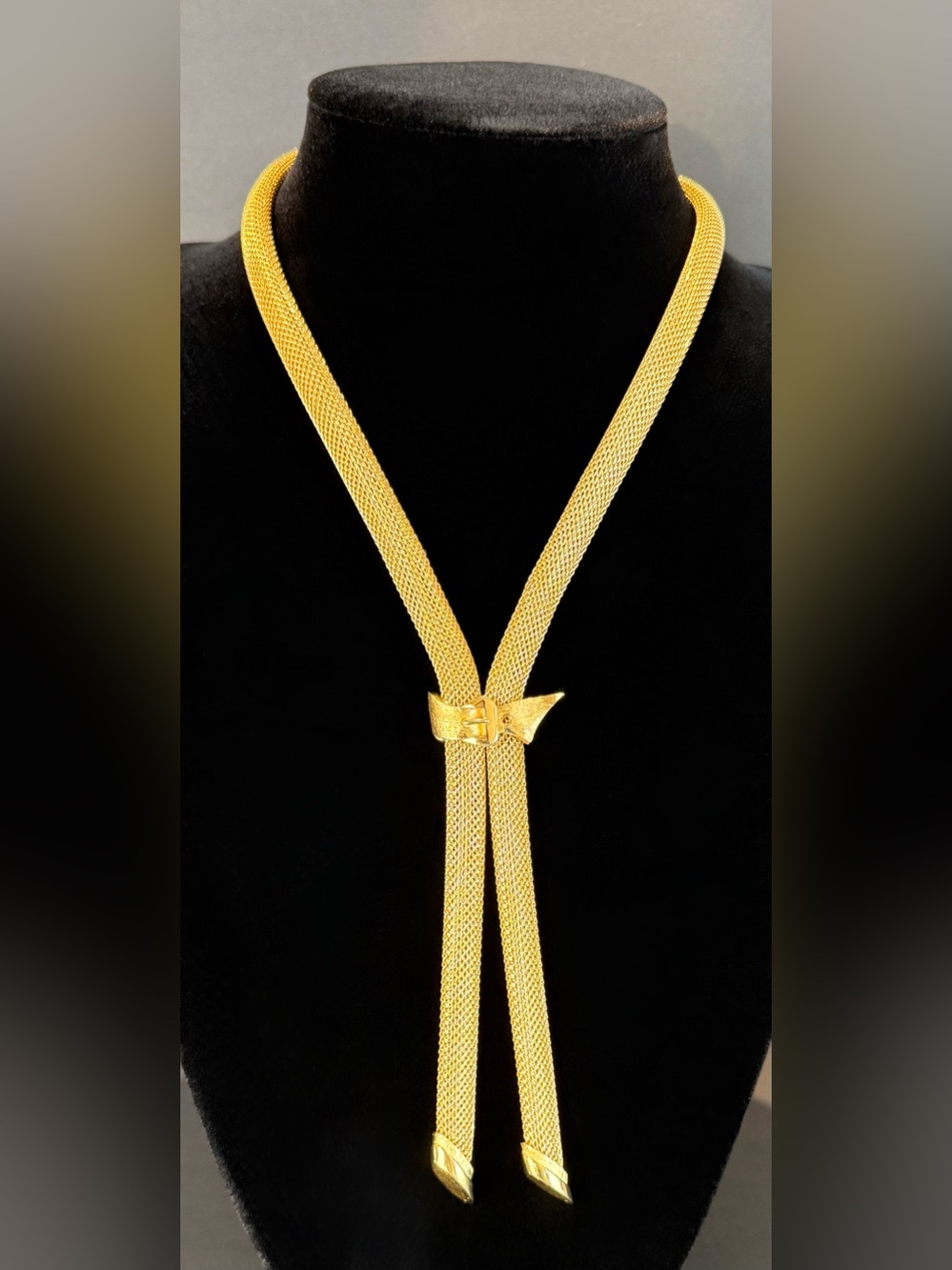 Vintage 1950s Boucher Gold Tone Bolo Necklace Signed & Numbered